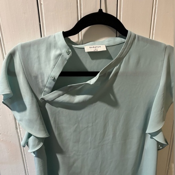Aritzia Babaton Light Blue Ruffle Sleeve Blouse - Picture 8 of 8